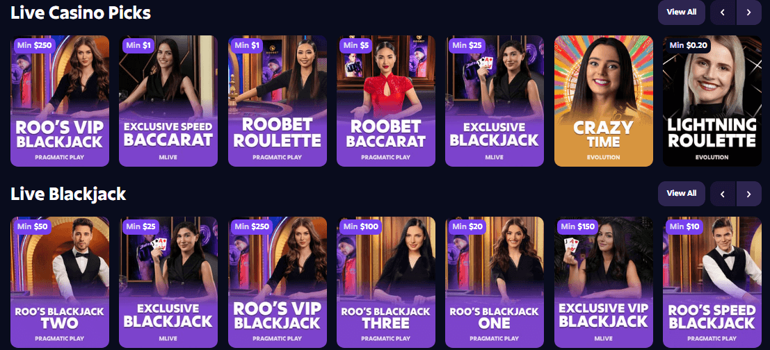 Roobet live dealers